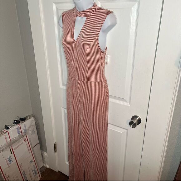 Modcloth For the Bliss of It Jumpsuit Rust Red Cream Jumpsuit Sleeveless M NWT - Picture 7 of 11